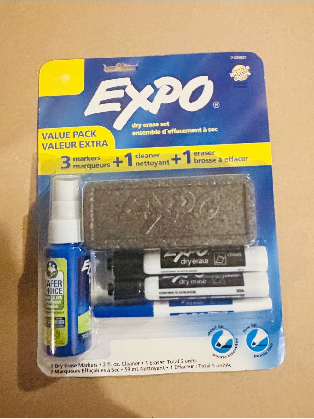 EXPO Dry Erase Value Pack -3 Markers, 1 Dry Eraser, Cleaner NWT